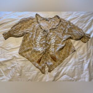 Kinga CSilla Free People Floral Boho Blouse with Tassels - Embroidered